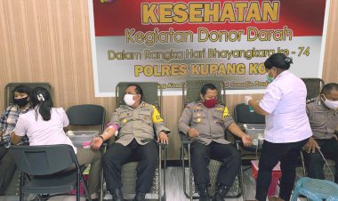 Sambut-Hari-Bhayangkara-ke-74,-Polres-Kupang-Kota-Gelar-Donor-Darah