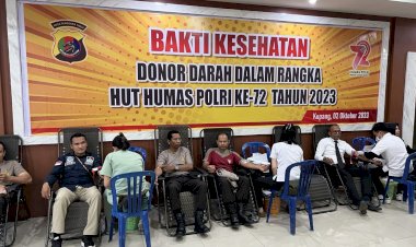 Bakti-Kesehatan-Donor-Darah-Anggota-Polresta-Kupang-Kota,-Sambut-HUT-Humas-Polri