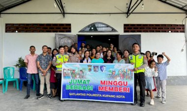 Satlantas-Polresta-Kupang-Kota-Gelar-“Minggu-Memberi”,-Pererat-Kedekatan-dengan-Jemaat-di-Manulai-II.