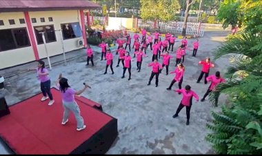 Pererat-Silaturahmi-dan-Jaga-Kebugaran,-Bhayangkari-Polresta-Kupang-Kota-Gelar-Olahraga-Bersama-di-Polsek-Kota-Lama.