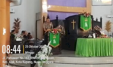 Minggu-Kasih-di-Gereja-La-Hai-Roi,-Kapolsek-Alak-Ajak-Jemaat-Jaga-Kamtibmas-dan-Lindungi-Generasi-Muda.