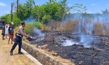 Sinergi-Polisi,-Warga-dan-Damkar:-Api-di-Lahan-Kosong-Naimata-Berhasil-Dipadamkan.