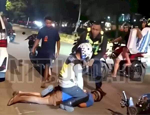 Gerak Cepat, Anggota Piket Polresta Kupang Kota Bekuk Residivis Pelaku Penikaman di Depan Oosten Café.