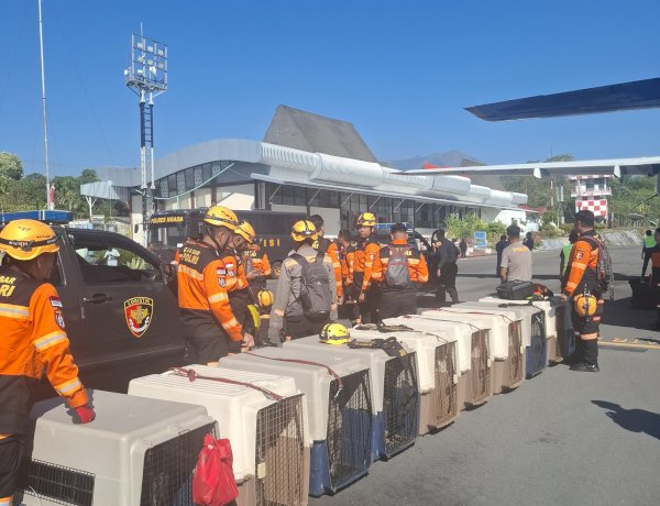 Misi Kemanusiaan Gempa Flores, Personel Mabes Polri dan 10 K-9 Tiba di Ngada.