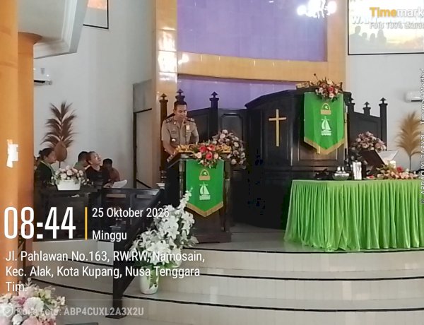 Minggu Kasih di Gereja La Hai Roi, Kapolsek Alak Ajak Jemaat Jaga Kamtibmas dan Lindungi Generasi Muda.