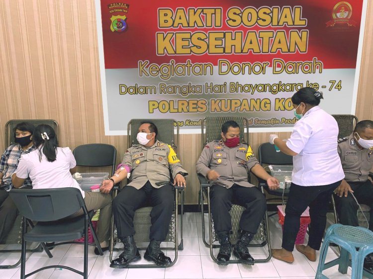 Sambut Hari Bhayangkara ke-74, Polres Kupang Kota Gelar Donor Darah