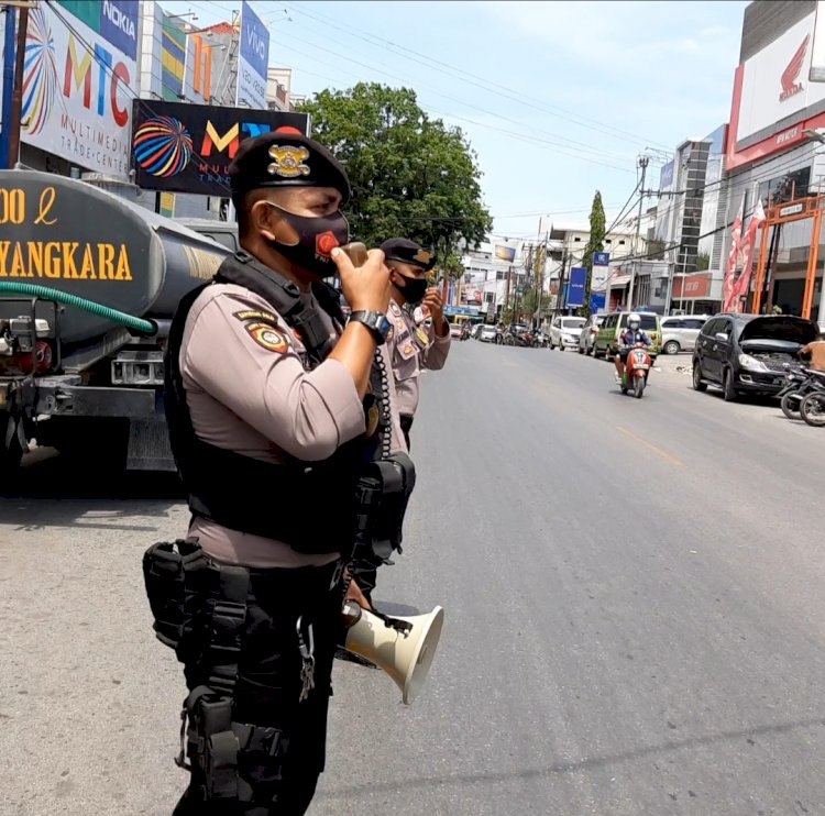 Sat Sabhara Polres Kupang Kota Ajak Dan Himbau Warga Masyarakat Disiplin Dan Patuhi Protokol Kesehatan Cegah Penyebaran Covid 19