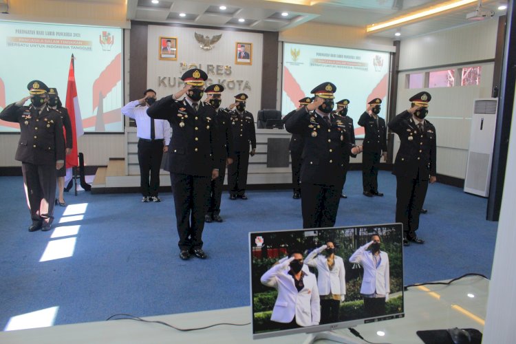 Pandemi Covid-19, Polres Kupang Kota Ikuti Upacara Hari Lahir Pancasila Secara Virtual