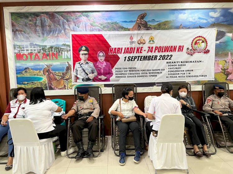 Polwan Polresta Kupang Kota Partisipasi Dalam Donor Darah Polda NTT