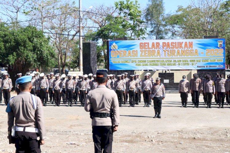Wujudkan Kamseltibcarlantas, Kapolresta Kupang Kota Pimpin Apel Gelar Pasukan Ops Zebra Turangga 2022