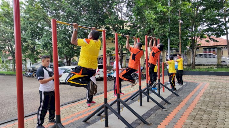 Jaga Kesehatan Jasmani, Personel Polresta Kupang Kota Laksanakan Tes Kesamaptaan Berkala