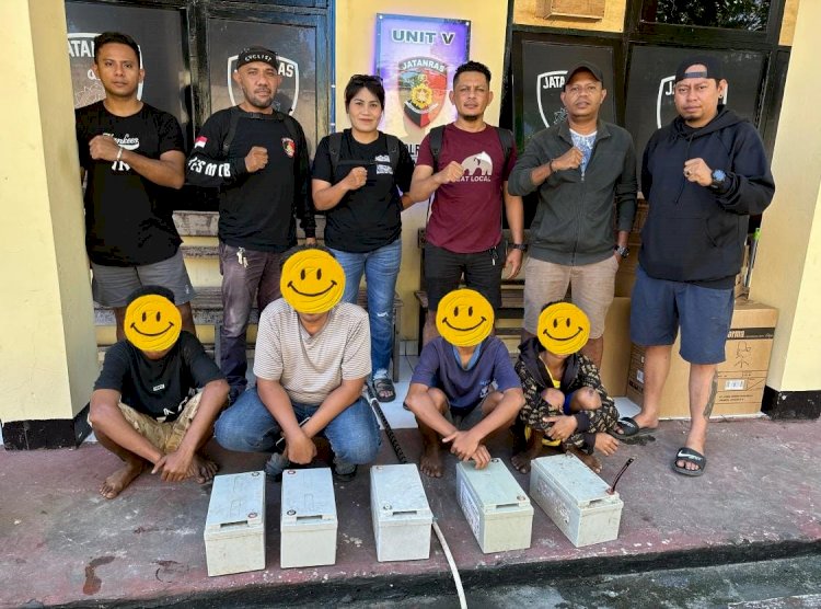 Curi Batterai Solar Cell, Jatanras Polresta kupang Kota Amankan Empat Orang.