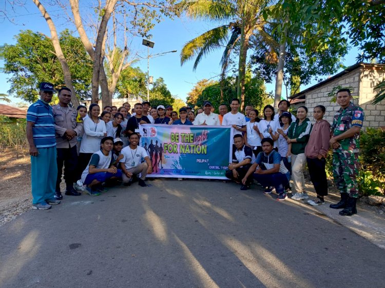 Jelang HUT Kemerdekaan RI, Personel Polresta Kupang Kota Ikut Jalan dan Senam Sehat Bersama Warga Liliba