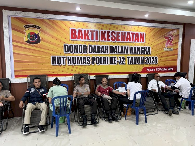 Bakti Kesehatan Donor Darah Anggota Polresta Kupang Kota, Sambut HUT Humas Polri