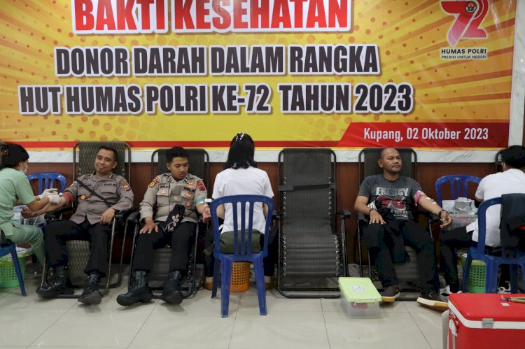 Bakti Kesehatan Donor Darah Anggota Polresta Kupang Kota, Sambut HUT Humas Polri