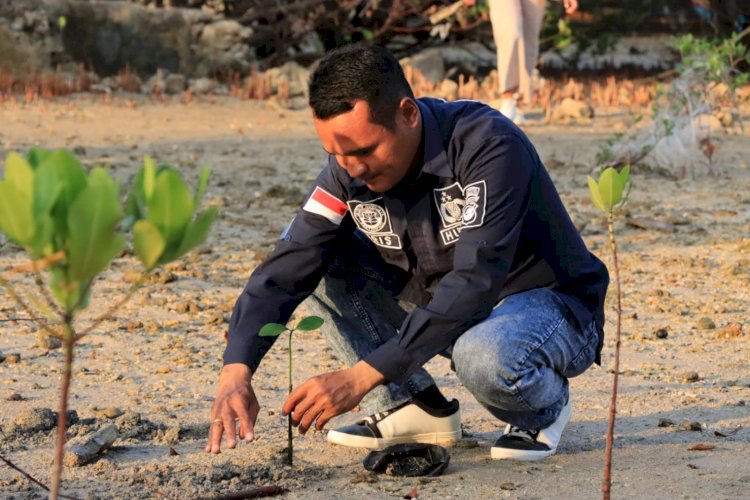 Rangkaian HUT HUmas Polri Ke-72, Polresta Kupang Kota Tanam Anakan Pohon Mangrove Untuk Menjaga kelestarian Lingkungan