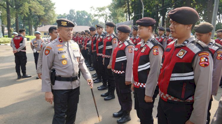 Apel Pengecekan kesiapan personel Korsabhara Baharkam Polri dalam pengamanan May day (hari buruh)