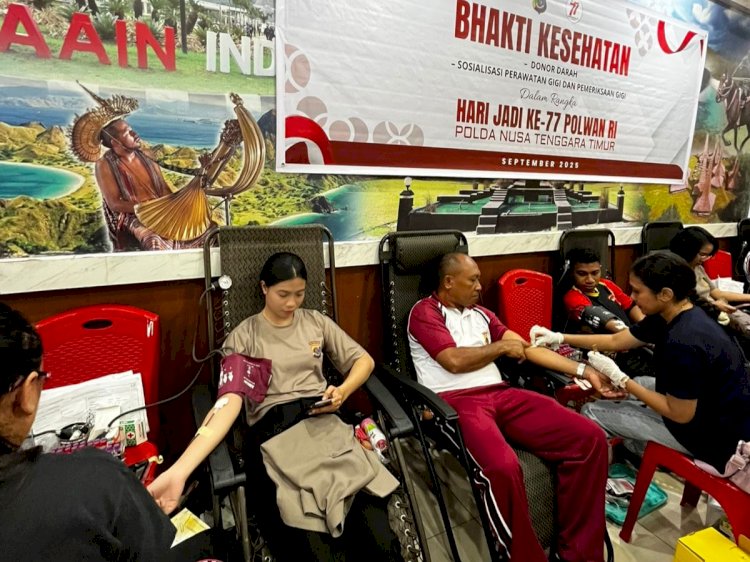 Polwan Polresta Kupang Kota Ikut Donor Darah di Hari Jadi ke-77