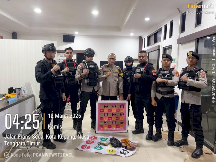 Sikat Penyakit Masyarakat, Polresta Kupang Kota Amankan Barang Bukti Judi Bola Guling di TDM 3.