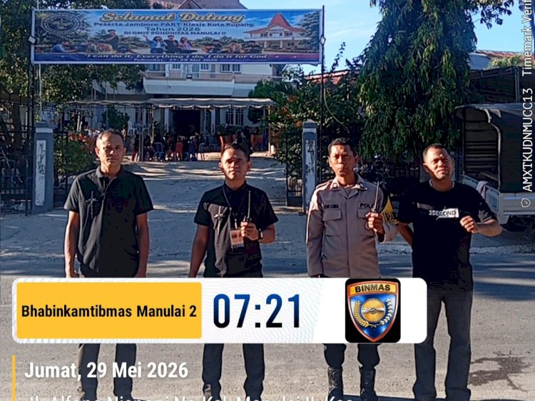 Bhabinkamtibmas Manulai II Amankan Penutupan Jambore PART Klasis Kota Kupang