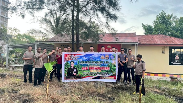 Sambut Hari Bhayangkara ke-80, Sat Samapta Polresta Kupang Kota Tanam Pohon di Pos Perintis Fatululi.