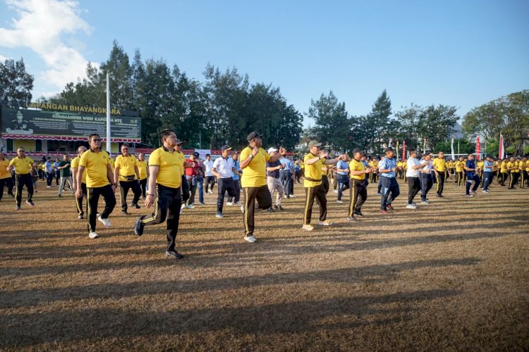 Peringati Hari Bhayangkara ke-80, Polresta Kupang Kota Ikuti Olahraga Bersama di Polda NTT.