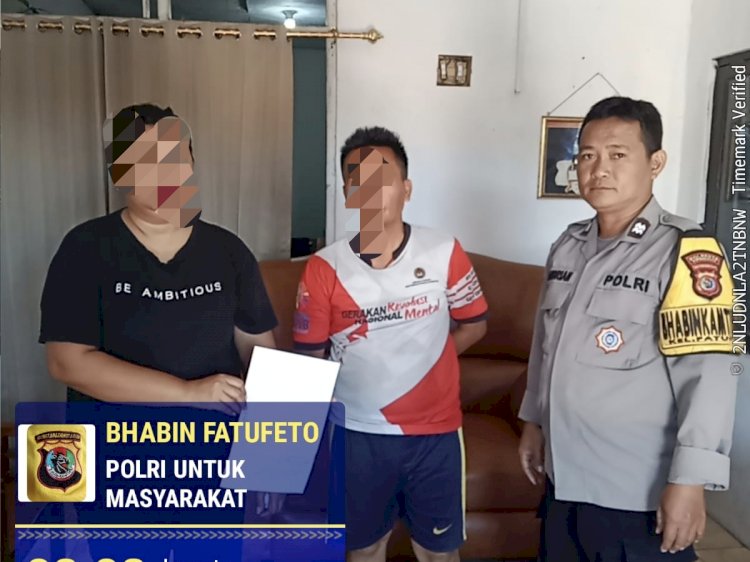 Bhabinkamtibmas Fatufeto Mediasi Kasus KDRT, Berakhir Damai Lewat Pendekatan Kekeluargaan.