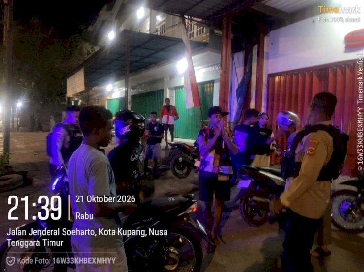 Cegah Tawuran dan Balap Liar, Sat Samapta Polresta Kupang Kota Gelar Patroli Lampu Biru.