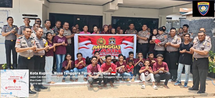 Minggu Kasih, Bhabinkamtibmas Oetete Dampingi Kapolresta Kupang Kota Berbagi Kasih di Panti Asuhan Guardian Holy Angel.