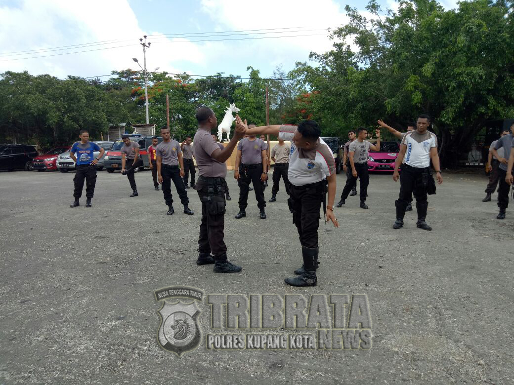 Kasat Sabhara Polres Kupang Kota Pimpin Latihan Beladiri.